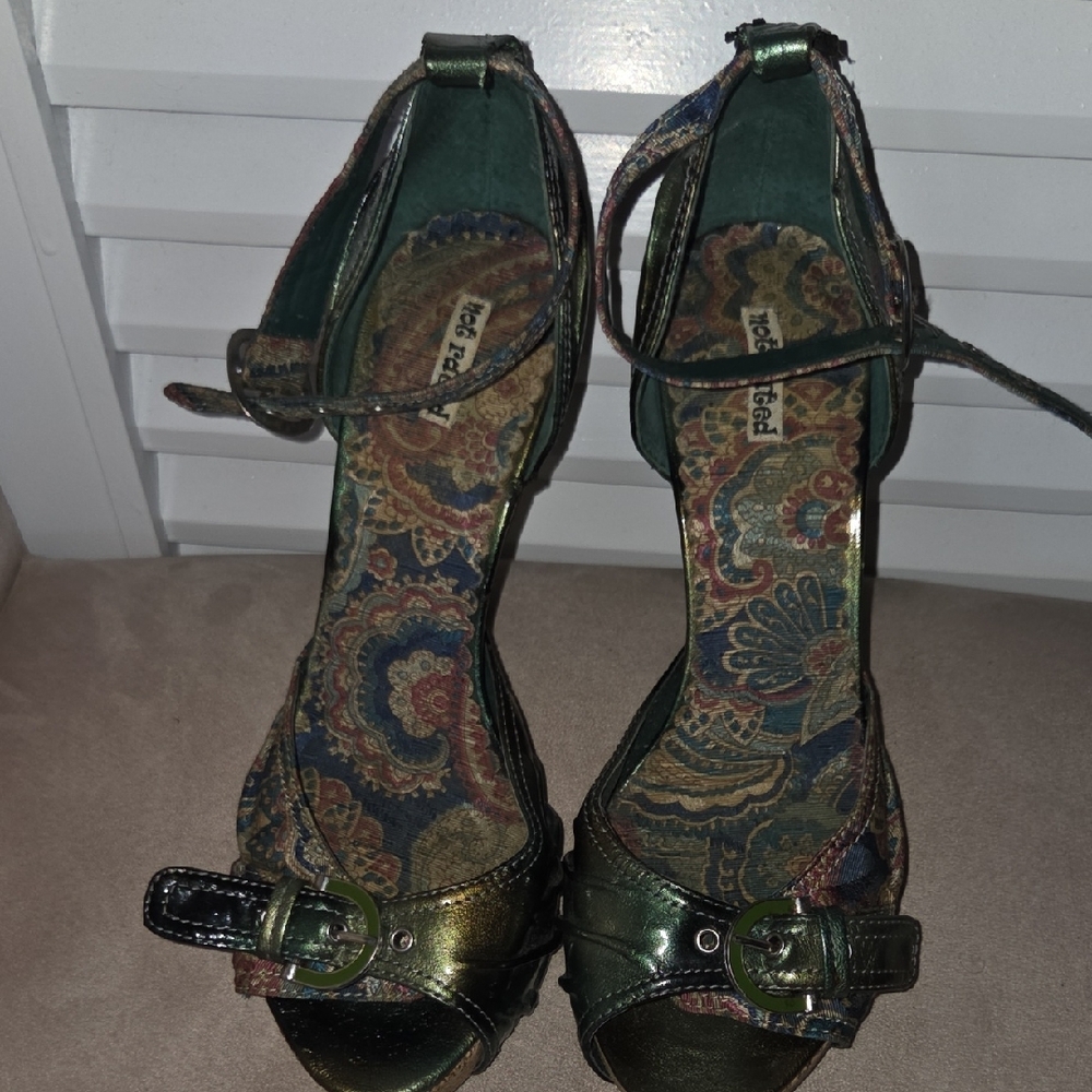 Not Rated Paisley Heels in Green and Brown - Picture 6 of 15
